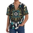 thumbnail image 1 of Fotbe Boho Dreamcatcher Camisa Estampada de Manga Corta para Hombre, Casual de Verano, Estilo Playero, Sin Arrugas-Small, 1 of 5