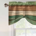 thumbnail image 4 of Farmhouse Dark Sage Green Brown Tie Up Valance Curtains for Windows, Kitchen Curtains Window Treatments, Vintage Wooden Striped Short Window Shades Valances for Bedroom Bathroom Cafe 42"x12", 4 of 8