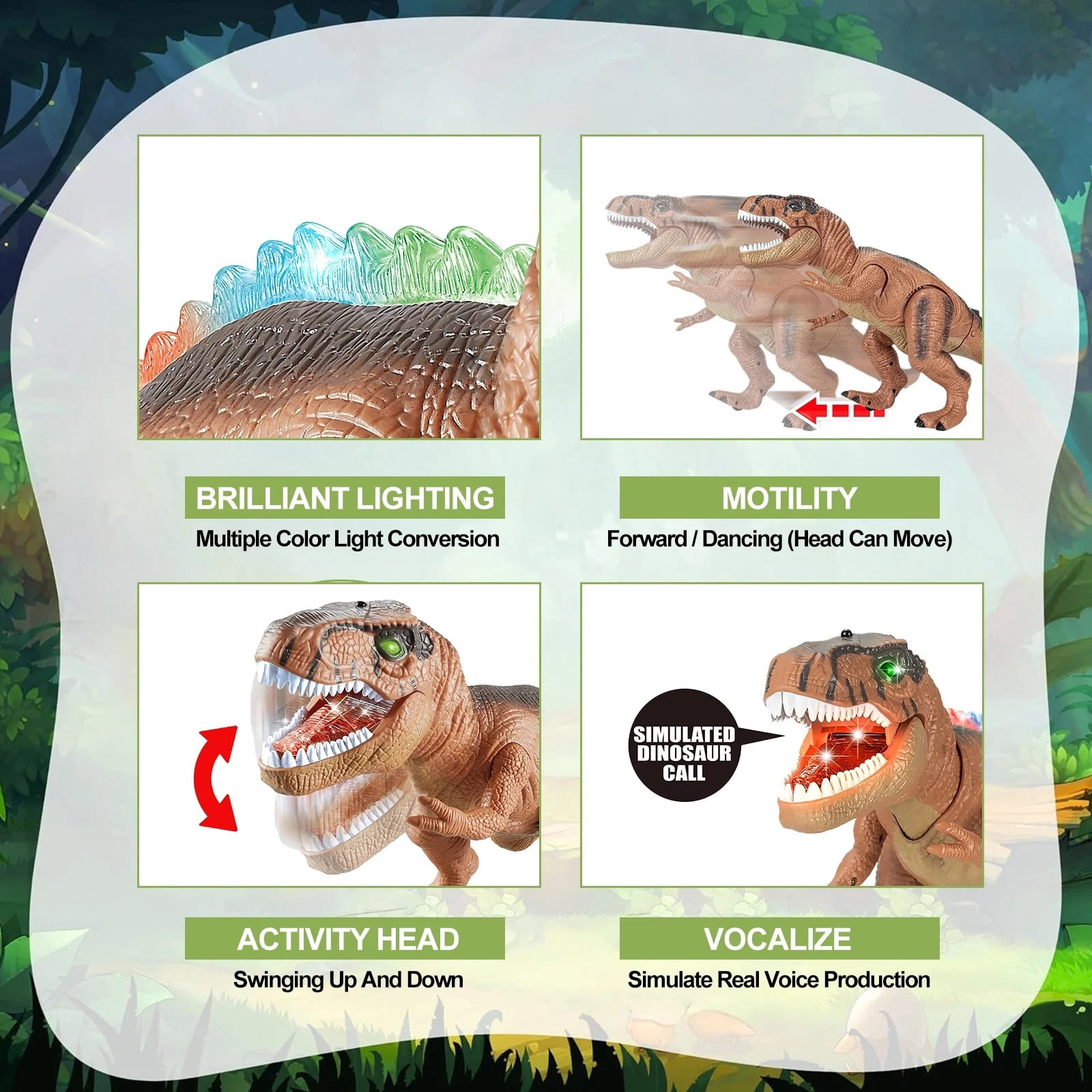 Ficcug Remote Control Dinosaur Toys for Boys,Walking RC Robot Toys with Light-Up LED Eyes Body,Gifts for 3-5 4-7 8-12 Kids