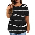 thumbnail image 2 of Patlollav Plus Size Stripe Tshirt Women Summer Crew-Neck Tunic Tops Lightweight Short Sleeve Shirts Classic Print Holiday Blouses Tee, 2 of 6