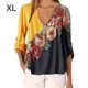 thumbnail image 1 of Blusa Camisa con cuello en V y estampado floral Blusa suelta de manga larga Top de mujer, Amarillo, XL Yuarrent AP002021-28, 1 of 5