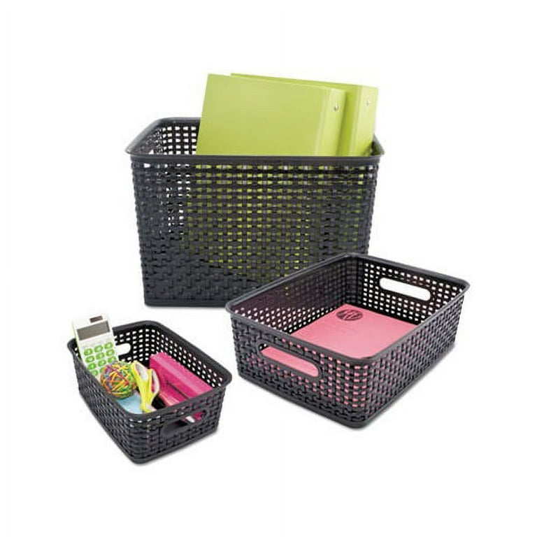 Weave Bins, 14.25 x 10.25 x 4.75, Black, 2/Pack Weave Bins, 14.25 x 10.25 x 4.75, Black, 2/Pack