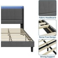 thumbnail image 5 of Takywep Grey Queen Bed Frames, Upholstered Platform, RGB Headboard, Storage, Charging Ports, Sturdy Metal, No Box Spring, Hassle-Free Setup, 5 of 7