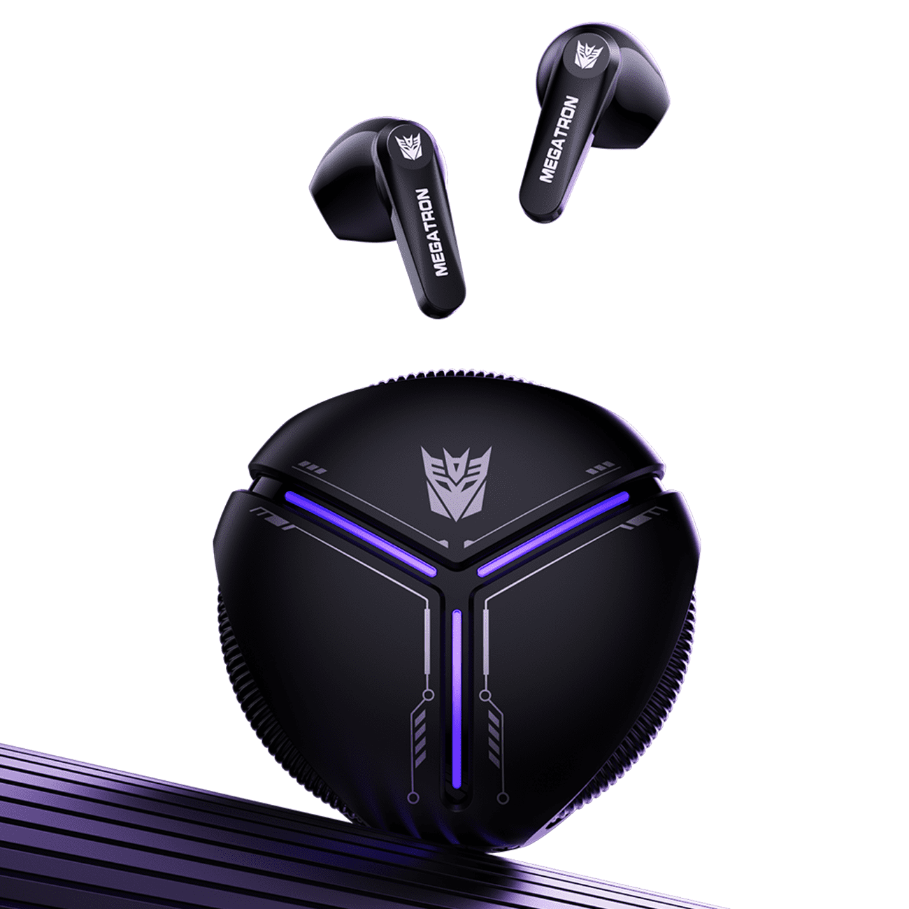 Transformers TF-T30 Bluetooth TWS Wireless Earbuds with Energy Core Design Passive Noise Cancelling Semi-In-Ear Cool HiFi HD Calling Music Game Modes Low Latency Sports Earphones – Black Megatron
