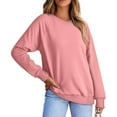 thumbnail image 2 of Womens Oversized V Neck Sweatshirts Plus Size Long Sleeve Pullover Preppy Sweatshirt Cozy Soft Cotton Sweatshirts Pink XL, 2 of 5