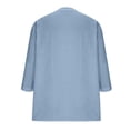 thumbnail image 4 of Linen Tops for Women Plus Size Gauze Summer Shirts V Neck Short Sleeve Button Blouses Loose Fit Casual Dressy Tunics Light Blue L, 4 of 8