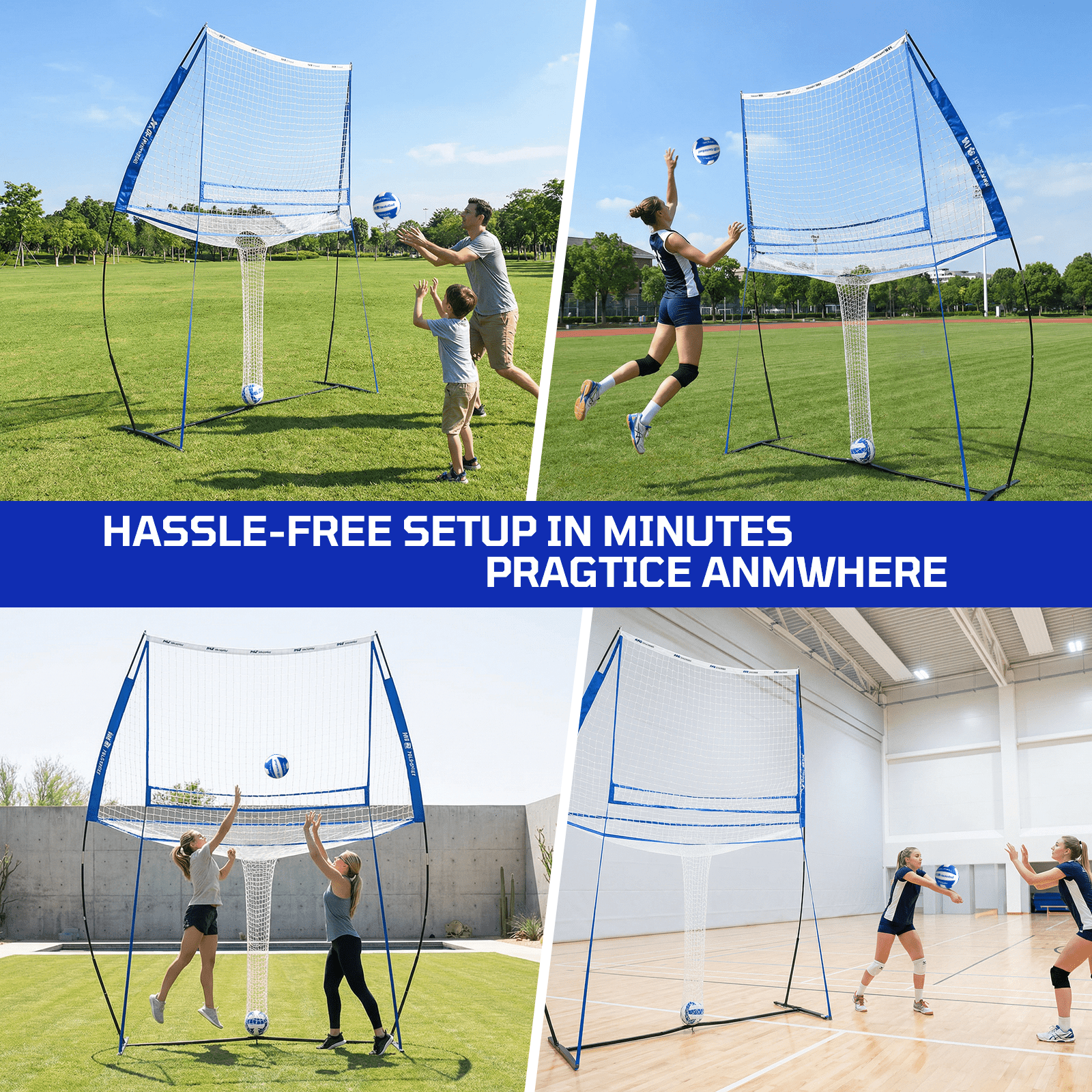 Haokelball 11x 8 ft Volleyball Training Equipment Practice Net Station for Backyard Indoor Outdoor