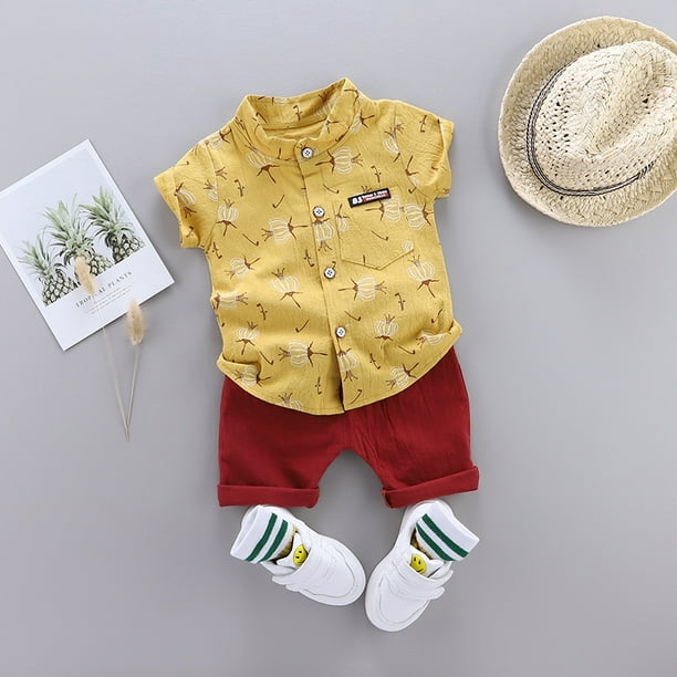 Ready stock 0 5Y Bebes Algodon Camisa De Moda Conjunto Bebe Nino Ropa De Verano Kids outfit Para Ninos Walmart en linea