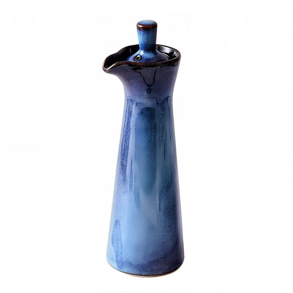 ACDANC Ceramic Soy Sauce Dispenser Traditional Japanese Style Pottery Soy Sauce And Vinegar Bottle Pot Blue 120ml