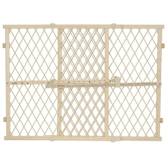 Evenflo Position & Lock Adjustable Wood Baby Gate (Natural Wood), Fits Openings 26 - 42 in. Wide