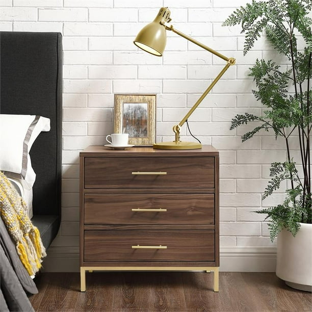 Posh Living Stella 3Drawer Nightstand with Metal Base in