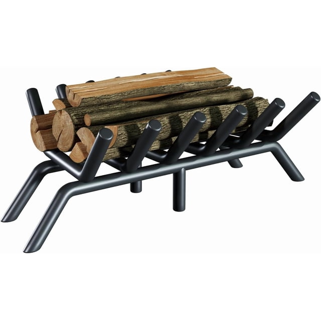 Flat Bar Fireplace Grate Heavy Duty Solid Steel Fireplace Log Grate with Support Legs Firewood Rack Outdoor for Backyards Courtyards Terraces Fireplaces