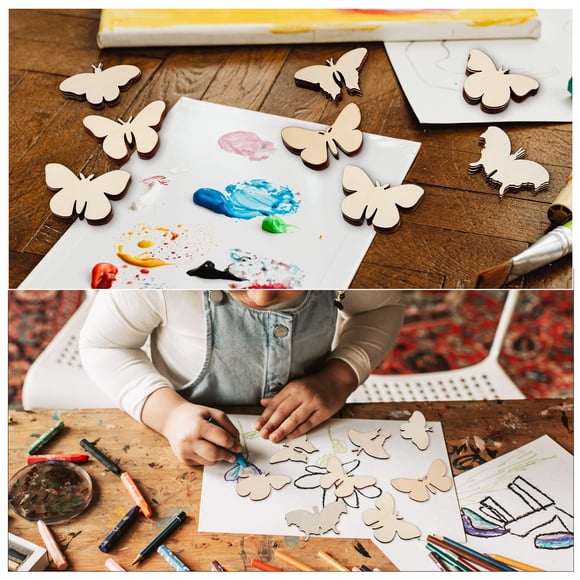 Raindrops 54Pcs Wood Pieces For Crafting Butterfly Cutouts Unfinished For Wall Hanging Decor And Artists