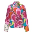 thumbnail image 5 of Jackets for Women Winter Coat Jackets Flannel Stand Collar Jacket(Vibrant Psychedelic Floral Art,Size:S-4XL), 5 of 7