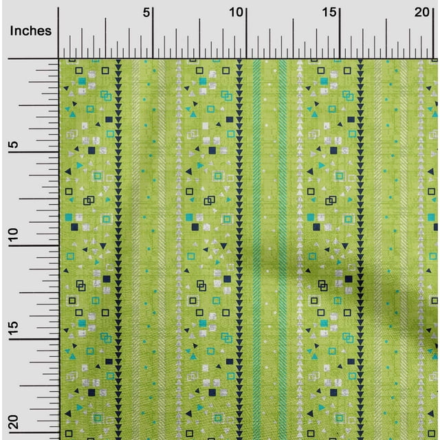 oneOone Cotton Silk Light Green Fabric Square & Triangle Geometric Sewing Material Print Fabric By The Yard 42 Inch Wide