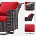 thumbnail image 6 of MeetLeisure Patio 2 Pieces Wicker Swivel Chairs Set, Outdoor PE Rattan Rocking Glider Armchairs with Water-Resistant Cushions & Washable Covers for Porch Balcony Sunroom, Red, 6 of 8