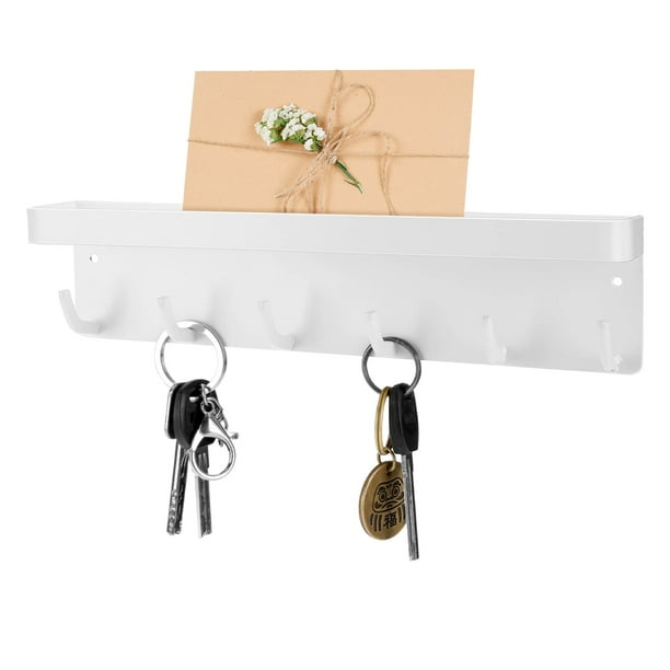 Hooks Wall Mount Key Rack, Adhesive Mail Organizer with Key Hooks