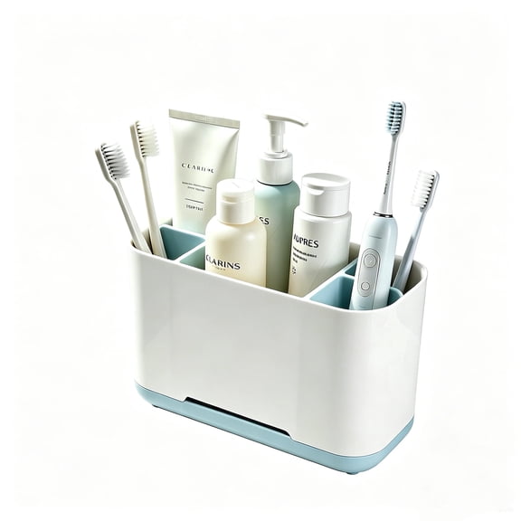 RYLZX Toothbrush Holder with Anti-Slip,Plastic Detachable for Easy Cleaning Multi-Functional Storage,Large Electric Toothbrush and Toothpaste Organizer Caddy for Bathroom Vanity,Sink,Countertop