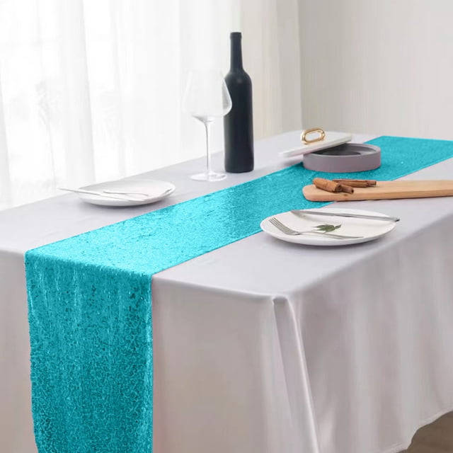 Rewenti Table Flag Glitter Wedding Glitter Table Flag for Wedding Parties 12X71 Inches In A Variety of Colors