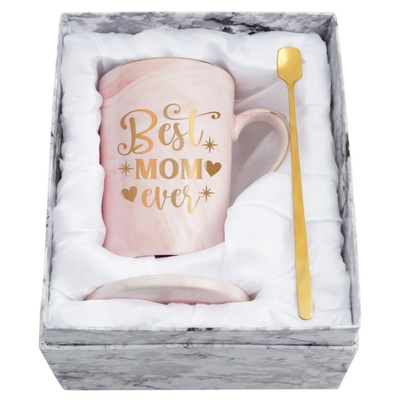 Gifts for Mom - Best Mom Ever Coffee Mug, Mothers Day Gifts for Mom, Mom Gifts, Christmas Gifts, Birthday Gifts, ZONGQIN Pink 14 fl oz Coffee Mugs Ceramic Mug Tea Cup