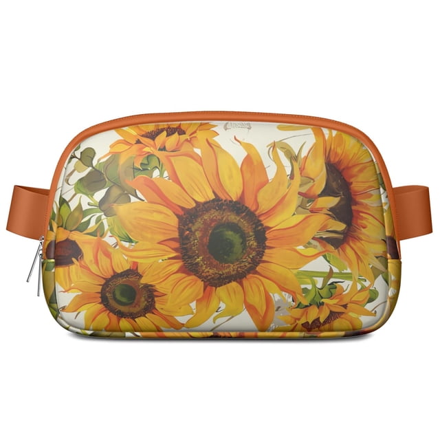 Sac Banane Graphique Tournesol Rétro - Sac de Taille Réglable Imperméable avec Design Floral Vintage, Léger pour Course et Randonnée