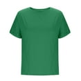 thumbnail image 5 of Summer Fashion Womens Tops 2025 Plus Size Casual Solid Color Round Neck Loose Short Sleeve T-shirt Top Blouses, 5 of 7