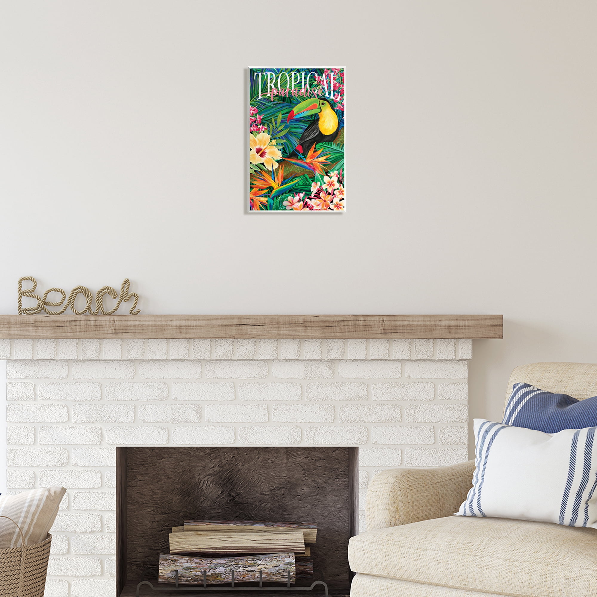 Stupell Industries Tropical Paradise Toucan Animals & Insects Painting Unframed Art Print Wall Art, 10 x 15