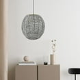 thumbnail image 4 of Pendant Lamp Shade Hand Woven Paper Rope Rattan Wicker Ceiling Lamp Shade Shade Round Gray, 4 of 8
