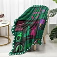 thumbnail image 3 of 50'' x 40'' Witch Green Vintage Flannel Blanket, Evil Gift Queen Throw Broom, Elphaba Hat Glinda Magic Movie Land Blanket, All Seasons Warm Cozy Soft Blanket for Sofa Bed Halloween Women Girls Fans, 3 of 8