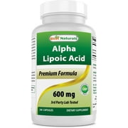 Angle View: Best Naturals Alpha Lipoic Acid 600 mg 240 Capsules with Powerful Antioxidant