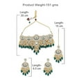 thumbnail image 2 of Green Meenakari Bridal Choker Necklace Earring & Maangtikka Set For Women, 2 of 2