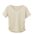 thumbnail image 3 of Kajonyu Women's Nylon Spandex V Neck Short Sleeve Workout Yoga Top, 3 of 10