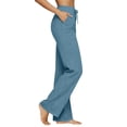 thumbnail image 4 of Linen Pants Women 2026 Summer Casual High Waist Straight Leg Trousers Lightweight Loose Plus Size Pant with Pockets Blue S, 4 of 7