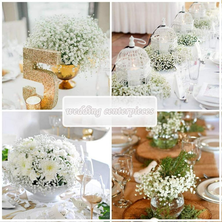 Dried Flowers Babys Breath Bouquet,Ilos 100% Natural White Bundles  Gypsophila for Wedding DIY Arrangements Home Decorations Million Star Table  Vase
