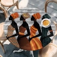 thumbnail image 2 of Black Female Round Tablecloth, Fitted Table Cover with Elastic for 36"-44" Round Tables, African Women Geometric Abstract Art Table Cloth Outdoor Indoor Dinning Party Waterproof Tablecloths, 2 of 7
