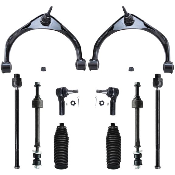 Detroit Axle - Front 10pc Suspension Kit for 4WD 2009-2012 Dodge Ram 1500, 2009 2010 2011 2012, 2 Upper Control Arms w/Ball Joints 4 Tie Rods 2 Sway Bars 2 Boots Replacement 5 Lugs