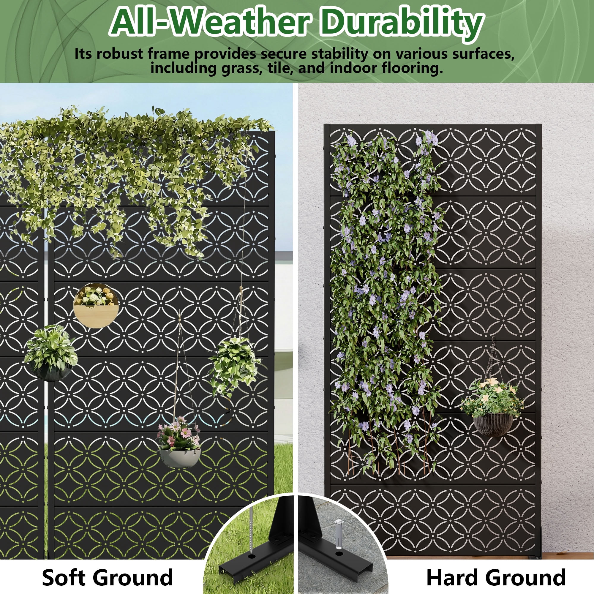 MAYEERTY 72*35in Outdoor Privacy Screen, View Blocking Metal Privacy Panel, Privacy Divider for Patio, Balcony, Backyard, Garden