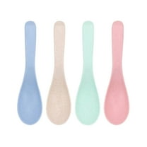 Nmdmisc 4Pcs 5.9" Wheat Straw Spoons Unbreakable Dinner Spoon Reusable Soup Spoons Portable Lightweight Cereal Spoon for Kid and Adult,Microwave Dishwasher Safe