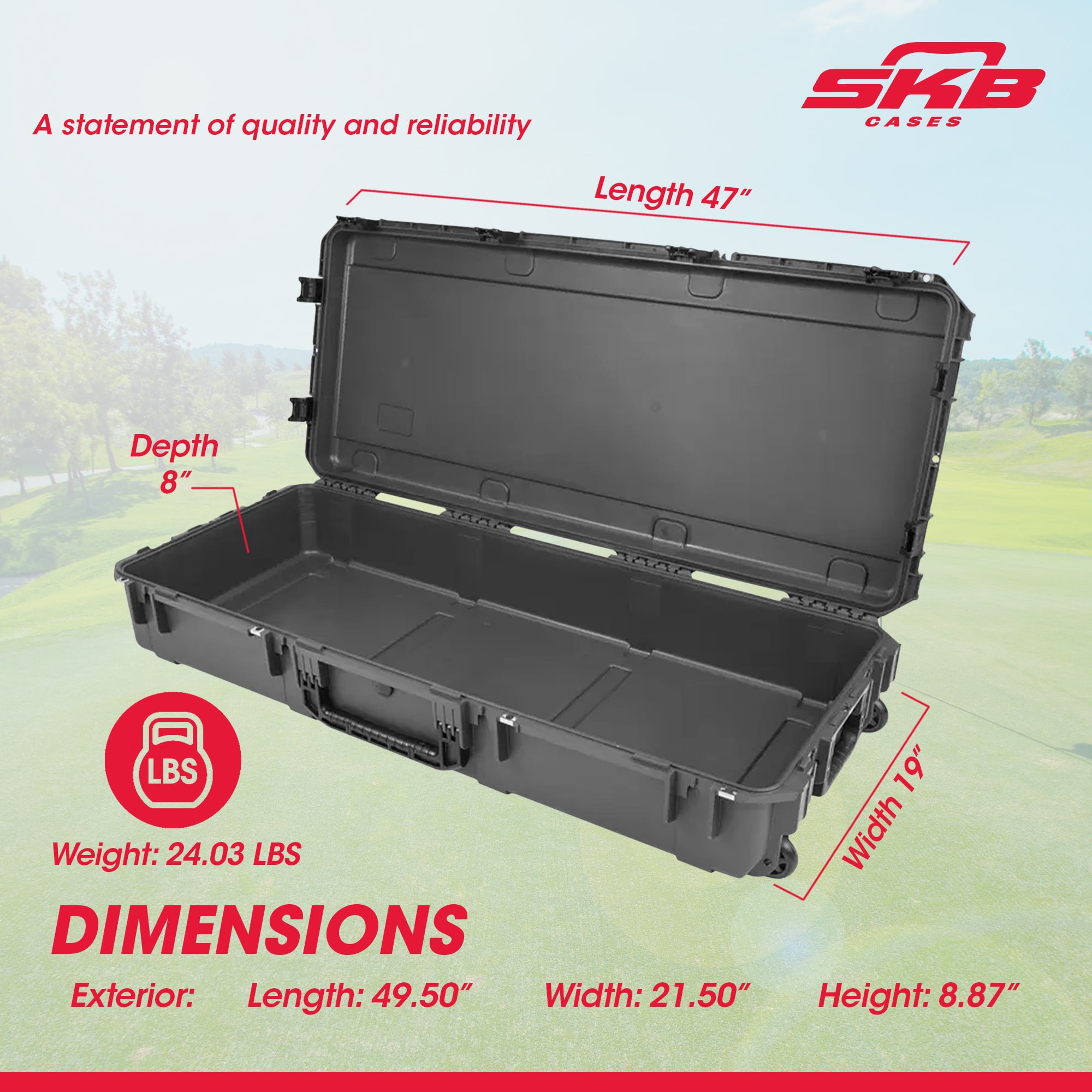 SKB Hard Protective Storage Case w/ Rolling Wheels for Gear Equipment, iSeries, Dark Gray