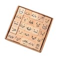 thumbnail image 4 of Juego de 25 sellos de diario de madera, sellos de goma, suministros decorativos para bricolaje, impresión Expresiones de dibujos animados, 4 of 8