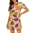 thumbnail image 1 of Easygdp Acorn Autumn Fall Leaf Leaves Camisón de manga corta para mujer, informal, estampado, 1 of 6
