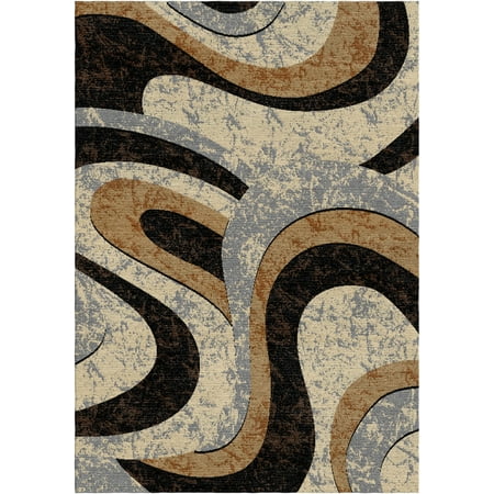 Woven Trends Soho Area Rug with Modern Abstract Wavy Motion Pattern, 7'8" x 10'7" Rug with Jute Backing, Durable and Soft, Stain and Fade-Resistant Rug for Living Room, Bedroom Decor - Grey