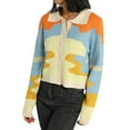 thumbnail image 4 of Yunliwuli Women's Button Down Sweater Tops, Casual Long Sleeve Color Block Knitted Lapel T-Shirts, 4 of 9