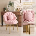 thumbnail image 4 of Ktaxon Vanity Makeup Chair with Teddy Velvet, Shell Design Accent Desk Chair with Lumbar Pillow and Gold Legs, Office Seating for Women Pink, 4 of 11