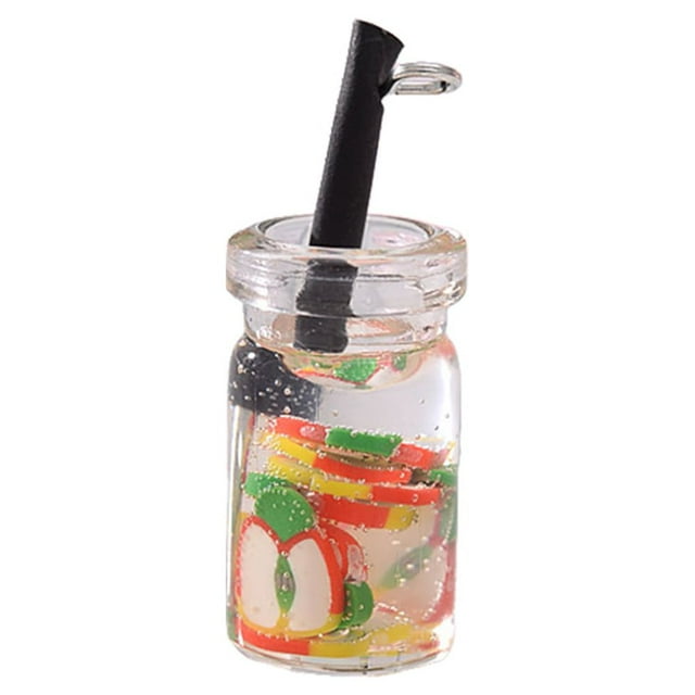 Langgg Porte-Clés Polyvalent Mini Forme de Fruit Porte-Clés en Résine Pendentif Fraise Femme Accessoire Porte-Clés Pomme10 * 18mm 1Set