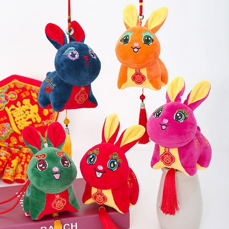 

Biplut 15/20/30cm Rabbit Plush Pendant Chinese Style Lovely Bunny Doll Plushies Hanging Ornament PP Cotton 2023 New Year Mascot Doll Stuffed Animal Home Decoration