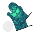 thumbnail image 2 of ZICANCN Oven Mitts and Pot Holders Sets, Skull Tribe Flame Green Print Baking Sets Kitchen Heat Resistant 4 Pieces, 2 of 8