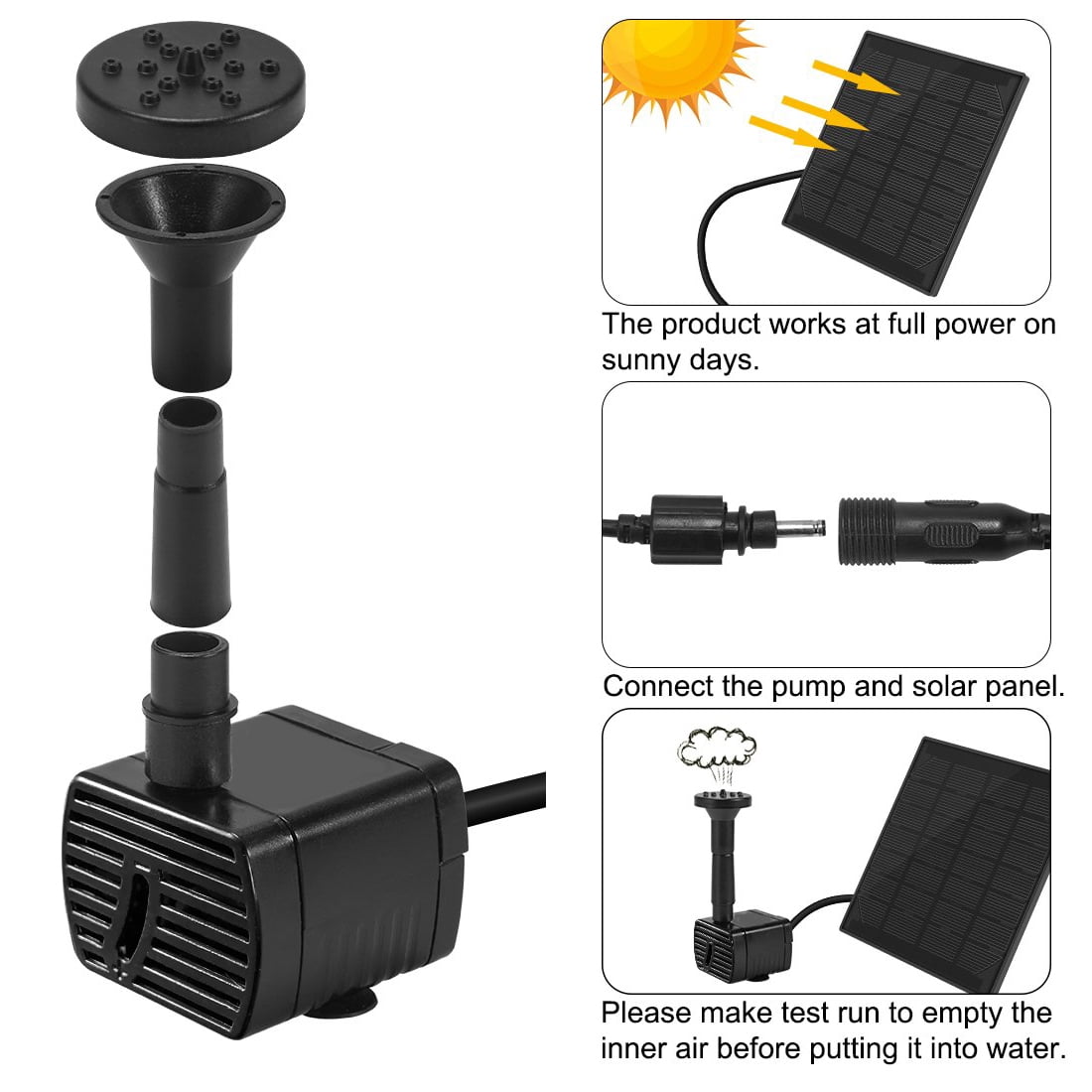 Solar Fountain Bird Bath Solar Powered Fountain Pump 1.4W Solar Panel