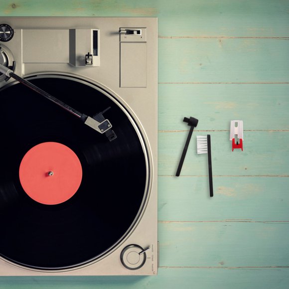 SHOWERORO 1Jgo Aguja De Reemplazo Para Tocadiscos Con Cepillo Limpiador De Vinilo Multicolor Y Estilo Vintage