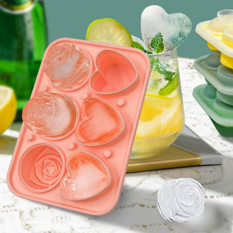 3D Rose Ice Molds And Heart Ice Molds Large Ice Cube Trays Make 6Giant Cute  Flower And Heart Shape Ice Silicone Rubber Fun Big Ice Ball Maker For  Cocktails Juice Whiskey Cuekondy